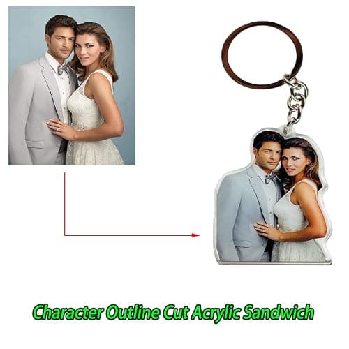 ZRPlaque Custom Logo Acrylic Keychain Cartoon Pendant Photo Flash Transparent Charm Printing Personality Holographic Anime Keyring thumbnail 2