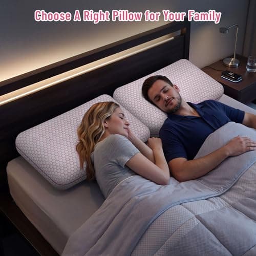 CushyOasis Memory Foam Pillows for Side, Back and Stomach Sleepers, Set of 2, Bed Pillow with Washable Cover and Breathable Mesh, Bed Pillow for Sleeping (Pink，Standard Size) thumbnail 7