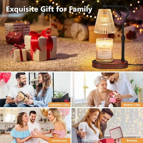 Candle Warmer Lamp with Timer & Dimmer – Adjustable Height Wax Melter for Scented Jar Candles – Flameless Electric Candle Heater for Home Fragrance & Gifts (Black) thumbnail 6