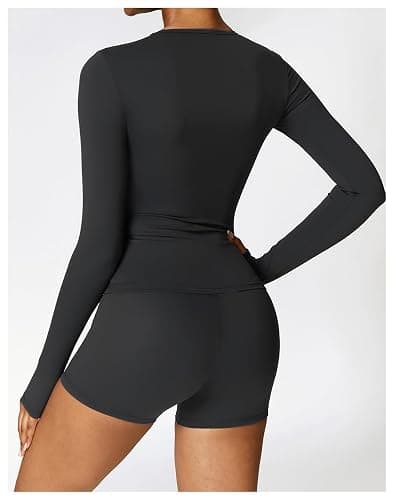 Long Sleeve Crop Tops for Women Workout Seamless Yoga Shirt Slim Fit Athletic Sports Gym Running Shirts thumbnail 4