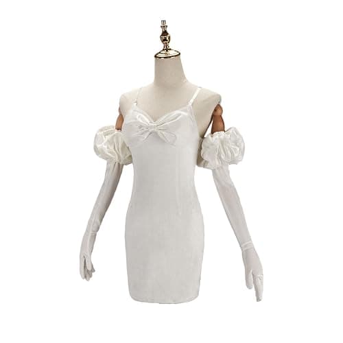 Julysky Ladies' Sua White Slim Fit Hip Hugging Dress, Bubble Sleeve Dress, Stage Outfit, Halloween Party Dress thumbnail 4