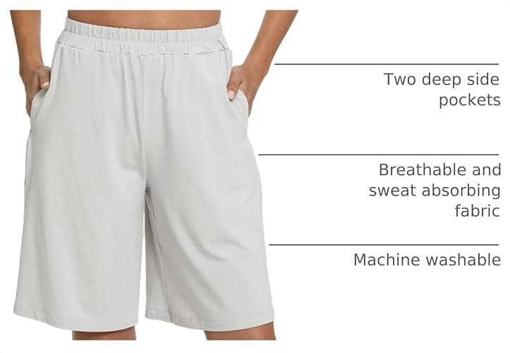 GYS Women's Bamboo Viscose Cooling Pajama Shorts | Moisture wicking, Breathable, Tagless, Super soft, Soft stretch, Elastic Waist, 2 pockets, for hot flashes & summer sleep thumbnail 4