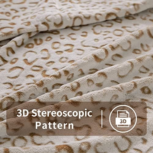 FY FIBER HOUSE Cheetah Print Blanket Flannel Fleece Throw Blanket with 3D Leopard Print, 50"X60", Brown thumbnail 3