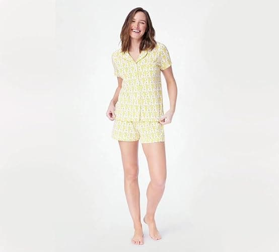 Fun Monkey Print Pajama Set for Women, Preppy Sleepwear, Roller Rabbit Style Lounge Wear thumbnail 2