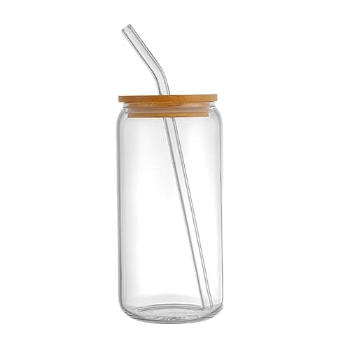 QMQJIA 18oz Glass Cups With Bamboo Lids And Straws For Coffee Bar Milktea Shop Household Entertaining Guests thumbnail 6