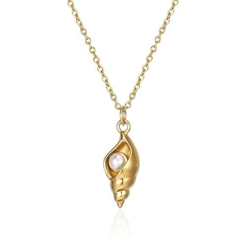 Winssigma 18K Gold Plated Stainless Steel Bee Honeycomb Pendant Necklace, Adjustable Y Lariat Conch/Guitar/Horseshoe Necklace for Women - Image 1