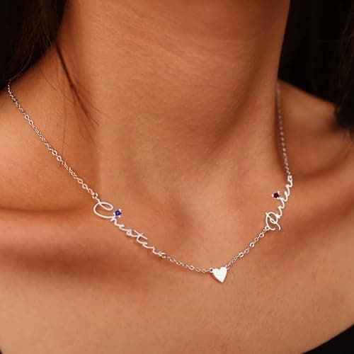 Mothers Day Personalized Name Necklace for Women, 18K Gold Plated Handmade Custom Necklace with Kids Name, Dainty Birthstone Choker Nameplate Jewelry Gift for Mom thumbnail 6