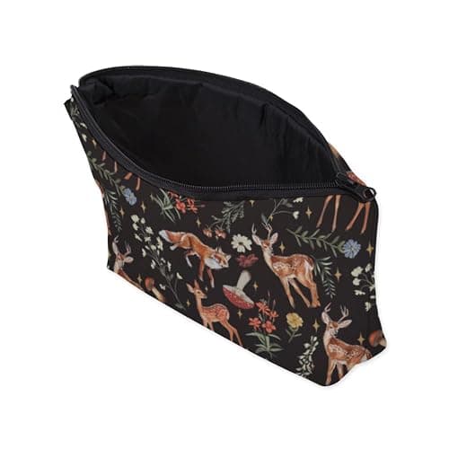 Loomifang Small Makeup Bag Cosmetic Bag for Women, Pretty Design Organizer Case with Zipper Closure, Lightweight and Water-Resistant Make Up Bag - 8.65"x 5.35" x 7.08"（Sika Deer & Fox） thumbnail 5