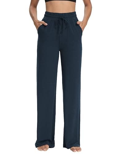 Sarin Mathews Womens Yoga Sweatpants Wide Leg High Waisted Lounge Pajamas Pants Comfy Workout Loose Pants with Pockets - Small - 02-navy thumbnail 3