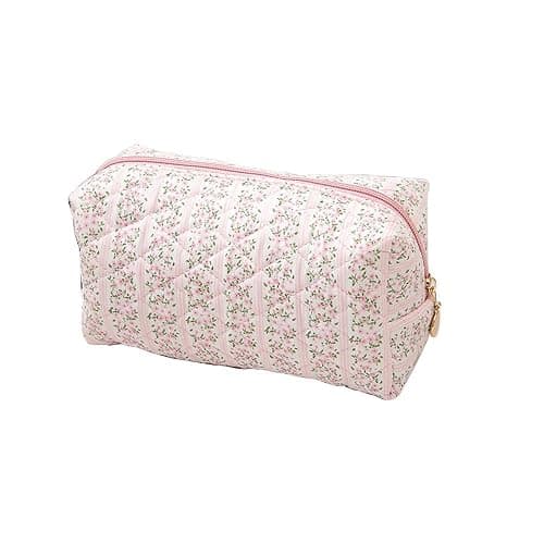 Floral Makeup Bag,Multi-Functional Coquette Cosmetic Bag,Soft Fuzzy Cosmetic Pouch Puffy Travel Toiletry Bag,Aesthetic Makeup Brushes Storage Bag for Women Girls Girlfriends (1 PCs) - Image 1