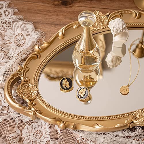 Sooyee Decorative Tray - Gold Mirror Tray for Bathroom Vanity, Dessert & Coffee Table, Home Decor with Handle thumbnail 6