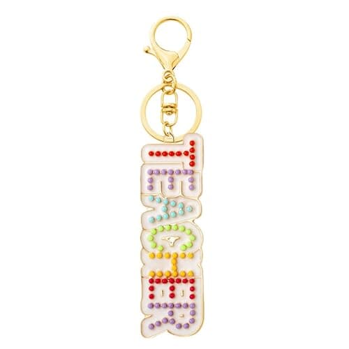 ONLYJUMP Teacher Keychain for Women Rainbow Pencil Book Trendy Crystal Keychain Teachers Appreciation Gifts for Professors - Image 1