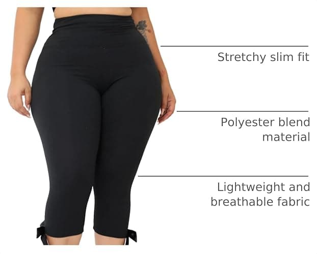 KMBANGI Women Skinny Capri Leggings Bow Knee Length Capris Pants Y2k | Sexy Stretchy Slim Fitted Cropped Trousers Cute Trendy Legging High Rise Bodycon Workout Going Out Bottoms Streetwear thumbnail 4