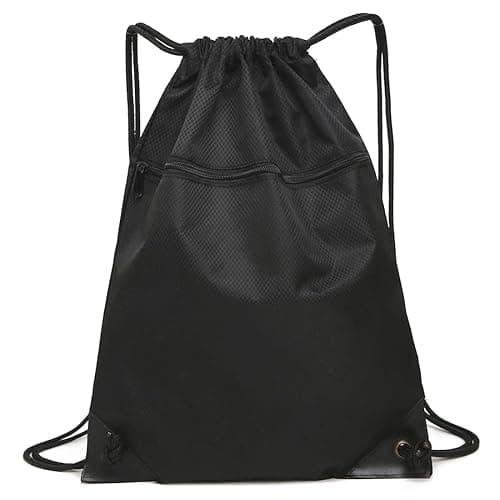 AidShunn Drawstring Gym Bag, Sport Large Capacity PE Bag with Outside Zipper Waterproof String Swim Backpack for Men & Women Boys Girls for Sports School Beach Holidays Swimming Travel Yoga - Image 1