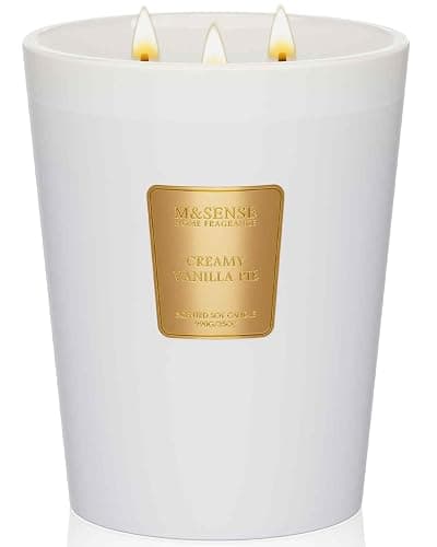 Extra große Duftkerze Vanille M&SENSE 990g 150 Std. Brennzeit, 3-Docht natürliche Aromatherapie Kerze stark duftende lang anhaltende, Geschenk Kerze und Heimdekoration, Geschenke für Frauen - Image 1
