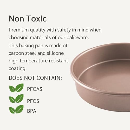 HAPPIELS Non Toxic Nonstick 9 inch Round Cake Pans Set of 2 | Quality Non Stick 9 inches Layer Circle Cake Pan 2 inches Deep | Best 9in Baking Pan PFOA, BPA free Nontoxic | 9inch 9inches Cake Pans Set thumbnail 4