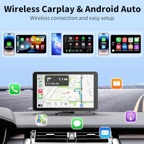CarPlay Screen for Car, 9'' Wireless CarPlay & Android Auto - Smart Portable Touchscreen with Bluetooth/FM, Mirror Link, Voice Control, GPS Navigation, Hands-Free Calling, Plug & Play Car Play Screen thumbnail 2