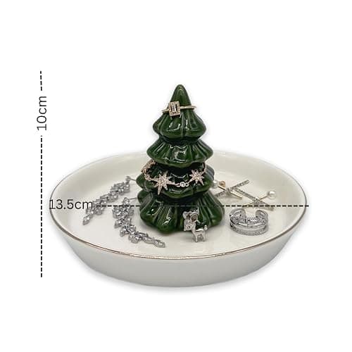 mono living Forest Green Christmas Tree Ring Dish – Ceramic Jewelry Holder for Kitchen Sink or Vanity – Aesthetic Holiday Decor, Xmas Tree Trinket Tray, Birthday or Christmas Gifts for Women thumbnail 3
