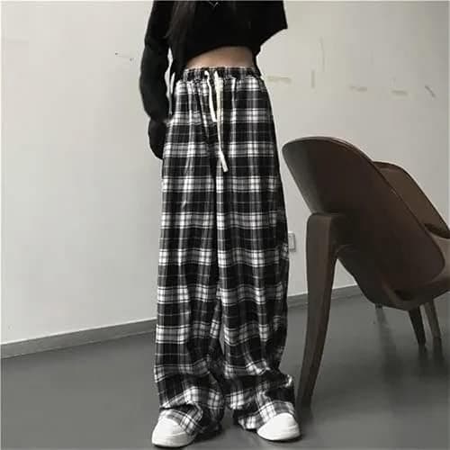 Woman Casual Plaid Y2K Baggy Pants - Goth Grunge Clothes Pajamas Streetwear thumbnail 2