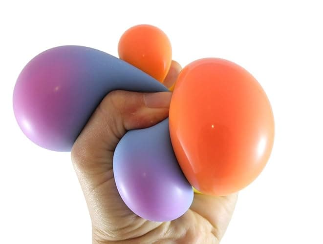 Curious Minds Busy Bags 2 Color Changing Doh Filled 2.5" Stress Balls - Shaving Cream Like Dough Filling - Squishy Gooey Shape-able Squish Sensory Squeeze Balls (2 Random Colors) - Image 1