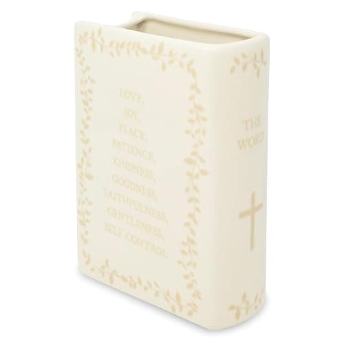 Steel Mill & Co. Ceramic Book-Shaped Vase, The Word | Original Large Decorative Vases for Christian Home Decor, Classic Faith Bookshelf Decor, Unique Vase for Religious Living thumbnail 6