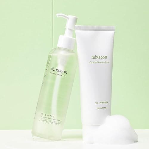 mixsoon Double Cleansing Set 2-Step Routine, Centella Foam & Bean Cleansing Oil Face Wash Set Gentle Deep Clean and Hydrating Care 150ml / 5.07 fl.oz., 195ml / 6.59 fl.oz. Korean Glass Skin Care thumbnail 4