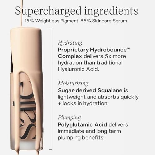 Saie Glowy Super Skin Tint Liquid Foundation - Weightless + Dewy Foundation with Lightweight Medium Coverage - Hydrating Face Makeup + Skin Care Serum Hybrid with Hyaluronic Acid - Shade 4 (1.01 oz) thumbnail 4