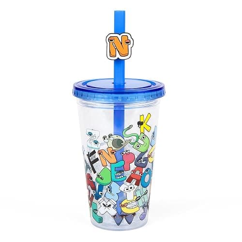 Alphabet Lore - Letter Jumble Tumbler (6" Drinkware w/Boba Straw, Screw-Top Lid & 3D Charm) - Image 1