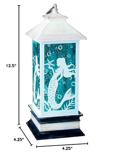 Lighted MERMAID Lantern Table Top Figurine Light Shimmers & Sparkles Battery Op thumbnail 2