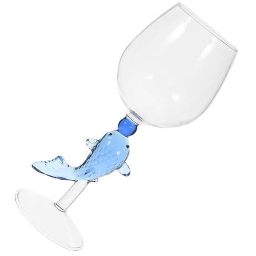 Amosfun Wine Glasses with a Carp Goblet Cocktail Juice Glass for Wedding Anniversary Christmas Party Favors - Sky-blue - 25x8cm thumbnail 8