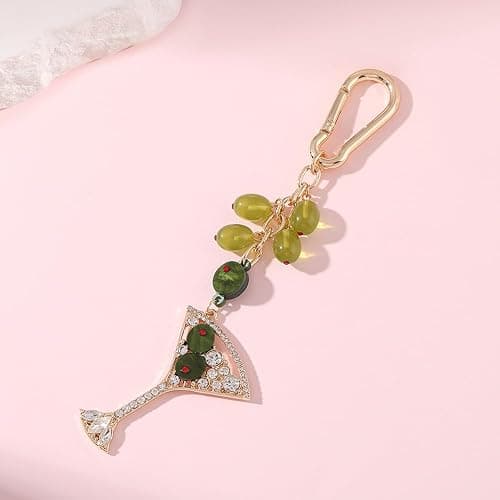 Madison Tyler Western Cowboy Boots Cherry Bow Bubble Tea Strawberry Cute Keychain | Bag Charms for Handbags Purse Charms - Martini Olives thumbnail 2