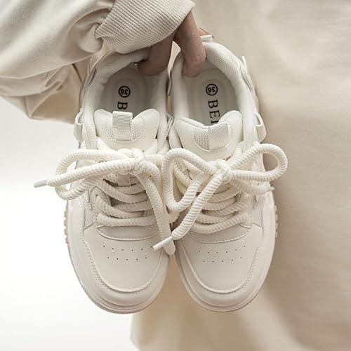 Cute Athleisure Star Shoes Chunky Platform Lace-up Comfy Non Slip Lightweight Softy Casual Sneakers Kawaii Y2K Pretty Pastel Retro Gifts for Women & Girls Back to School thumbnail 3