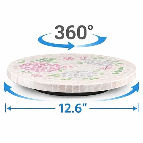 PEMAR 12.6” Pink Hydrangea Capiz Shell Lazy Susan, Handcrafted Dining Table Décor & Table Centerpiece, Elegant Beach House & Farmhouse Home Decor, Luxury Hostess & Housewarming Gift thumbnail 3