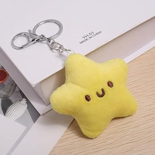 1Pcs Yellow Plush Star Keychain Backpack Accessories Doll Pendant Heart Healing in Addition to Serving as a Keychain Women's Keyrings and Keychains thumbnail 3