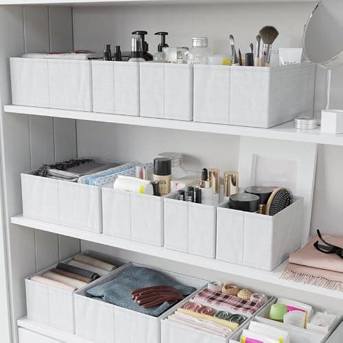Drawer Organizer Clothes Set of 12 White-Grey - Dresser Organizer For Nursery, Bedroom, Closet - Perfect Baby Clothes Organizer and Storage & General Nursery Organization or Dresser Drawer Organizers thumbnail 6
