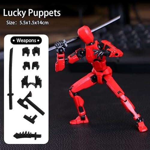 DANONI Assembly Completed- Upgrade 3D Printed Multi-Jointed Action Figures,Titan 13 Action Figure,Nova 13 Action Figure,Dummy Robot 13 Action Figures Set,Multiple Accessories, Desk Decoration(Red) thumbnail 4