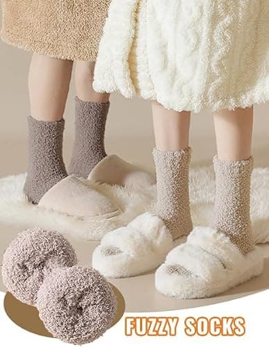 VoJoPi 5 Pairs Fuzzy Socks for Women - Microfiber Super Soft Fluffy Warm Winter Home Bed Cute Sleeping Cozy Socks thumbnail 3