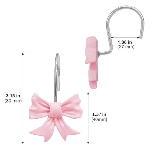 CHICTIE Decorative Shower Curtain Hooks, Bow Knot Shower Curtain Rings Hooks for Bathroom Baby Kids Room Rustproof Shower Hooks (Pink) thumbnail 3