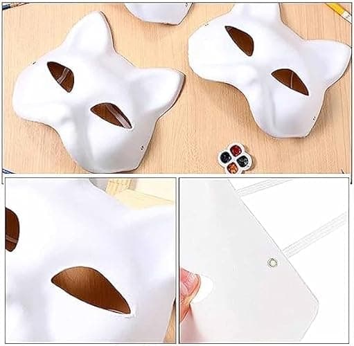 Musaner 20 PCS Cat Mask DIY White Therian Masks to Paint Blank Animal Dress Up Masks for Holiday Party Cosplay, 7.1X6.7in thumbnail 8