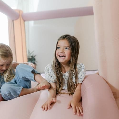 PLAYSMOL Pink Rainbow Inflatable Bounce House with Blower, 8x8 Kids Jumping House for Indoor Outdoor Play, Bouncy Castle, Ages 3-8 thumbnail 2