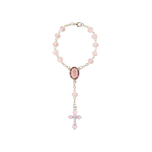 Car Rosary for Rearview Mirror Hanging - Pink Catholic Religious Devout Gift with Virgin Mary Charm and Crucifix, Ideal for Men & Women - Image 1