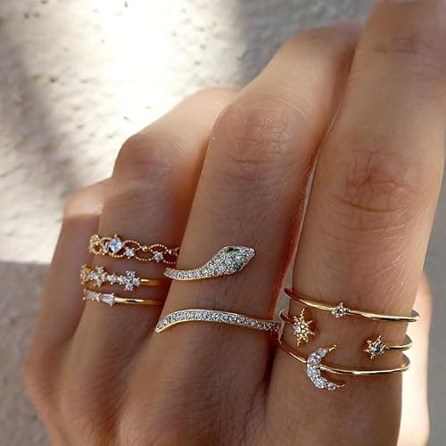 FUTIMELY Boho Retro Stackable Rings Sets for Women Knuckle Joint Finger Knuckle Nail Ring Sets Moon Stars Stack Preppy Statement Rings Cute Trendy Stuff Jewelry thumbnail 7