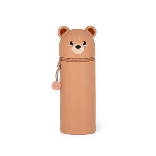 Legami - Estuche escolar Kawaii 2 en 1 de silicona blanda, tema Teddy, portabolígrafos de mesa, cremallera, lápices de colores rotuladores, H 18,5 cm - Image 1