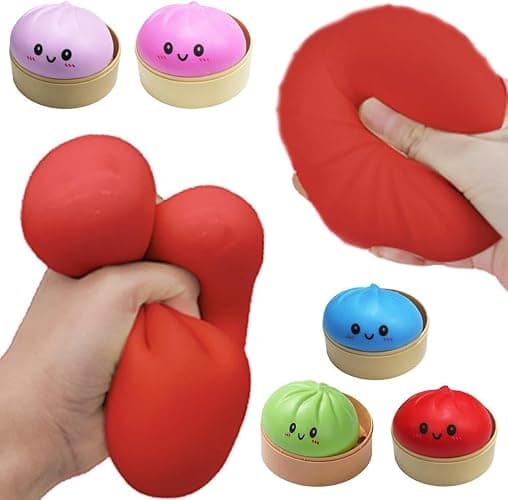 Dumpling Squishy Toy, Dumpling Squishy Mystery Box, Easter Basket Stuffers, Squeeze Dough Ball Stress Relief Hand Toys with Food Steamer Stretchy Desk Toys (Blue) thumbnail 7