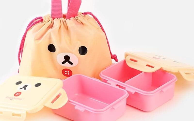 Cute Bear Bento Box, Lunch Box with Bag, Snack Containers Set, 4.9 x 3.6 x 1.9 inches (Ivory) thumbnail 2