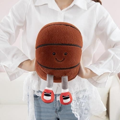 XIZHI 13.7" Cute Football Plush Toys Soft Stuffed Sport Throw Pillow Plush Ball Gift for Kids Birthday and Christmas Decoration (Basketball) thumbnail 6