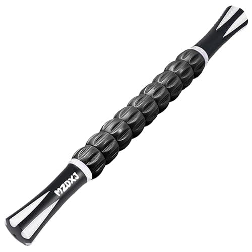 MZDXJ Muscle Roller Massage Roller Stick- Deep Tissue Fascia Blaster for Myofascial Pain Relief, Lymphatic Drainage & Body Sculpting, Handheld Physical Therapy & Recovery Tool (White black-18 inch) - Image 1