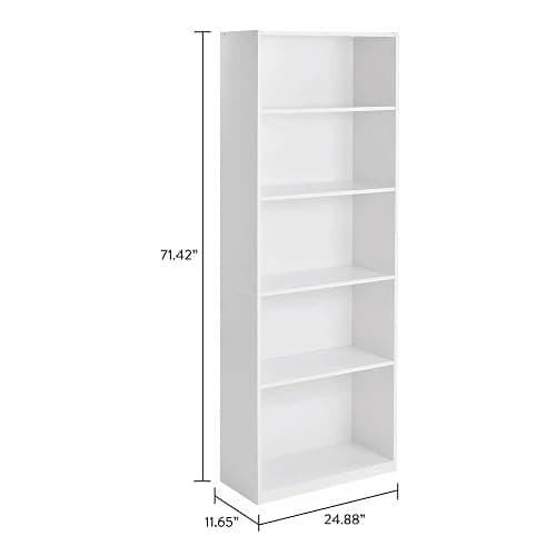 TnLoji 5-Shelf Bookcase with Adjustable Shelves, Open Storage Shelf, 11.65 x 24.88 x 71.42 Inches, for Living Room, Home Office, Dinning Room White thumbnail 3