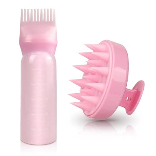 2 Stück Haaröl Applikator, Wurzelkamm Applikator Flasche und Haare Massagebürste, HaarfäRbepinsel Flasche Wurzelkamm Applikator Haarfärbemittel Kamm und Kopfmassage Bürste - Image 1