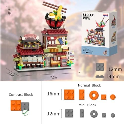 QCQBL Japanese Ramen Shop Mini Building Blocks Set | 1102 PCS Realistic Street View Architecture Model Kit | Collectible Construction Toy | Aesthetic Desk Decor Gift for Teens & Adults thumbnail 2